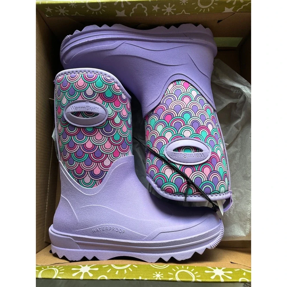 Western Chief Traverse Neoprene Lilac Mermaid Scale Waterproof Boots Kids Size 1